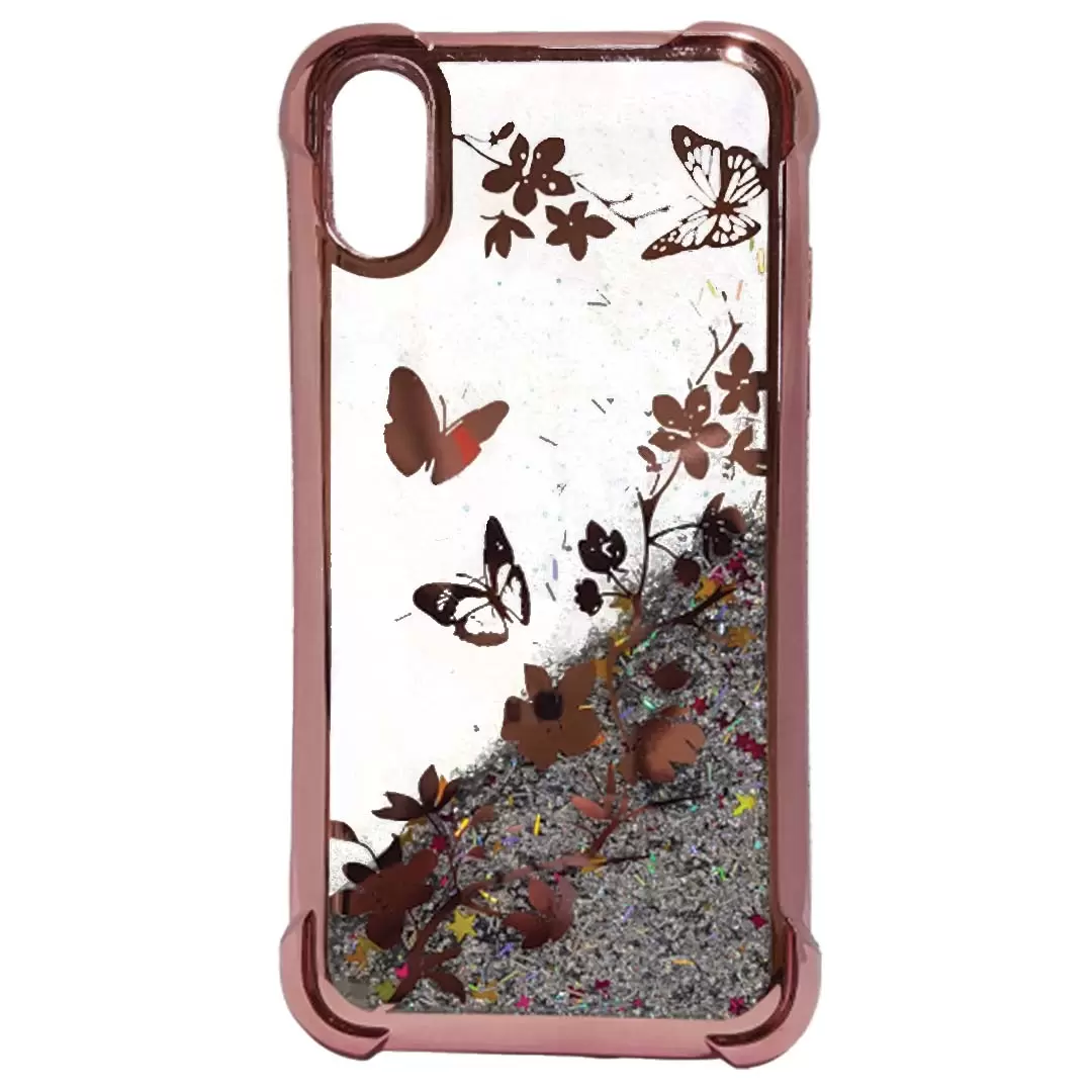 iPhone XR Waterfall Protective Case Rose Gold Butterfly